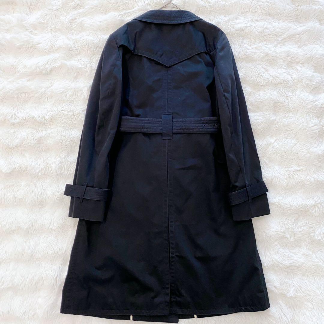 【極美品】コーチ トレンチコート ロング ベルト ストライプ ネイビー 金ボタン