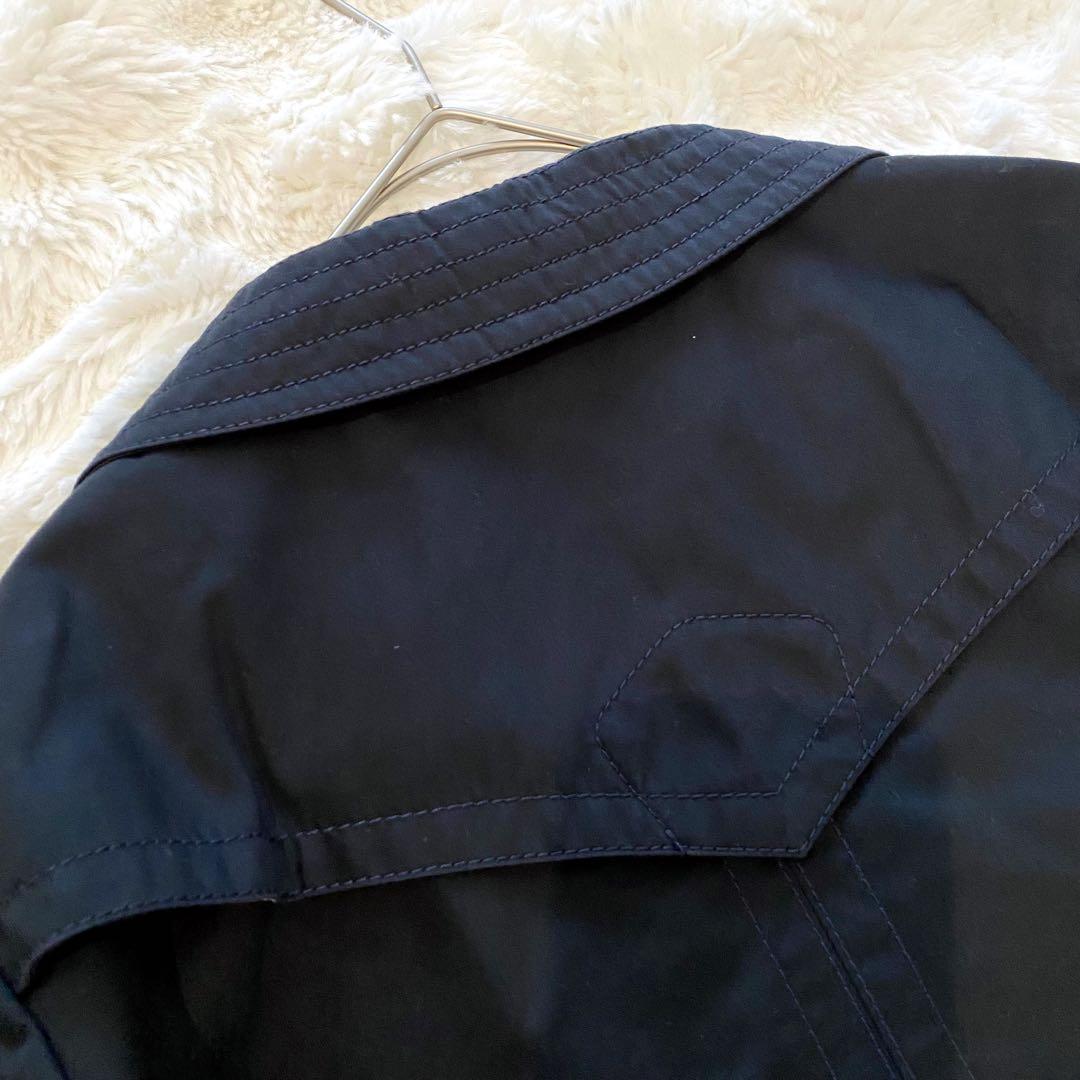 【極美品】コーチ トレンチコート ロング ベルト ストライプ ネイビー 金ボタン