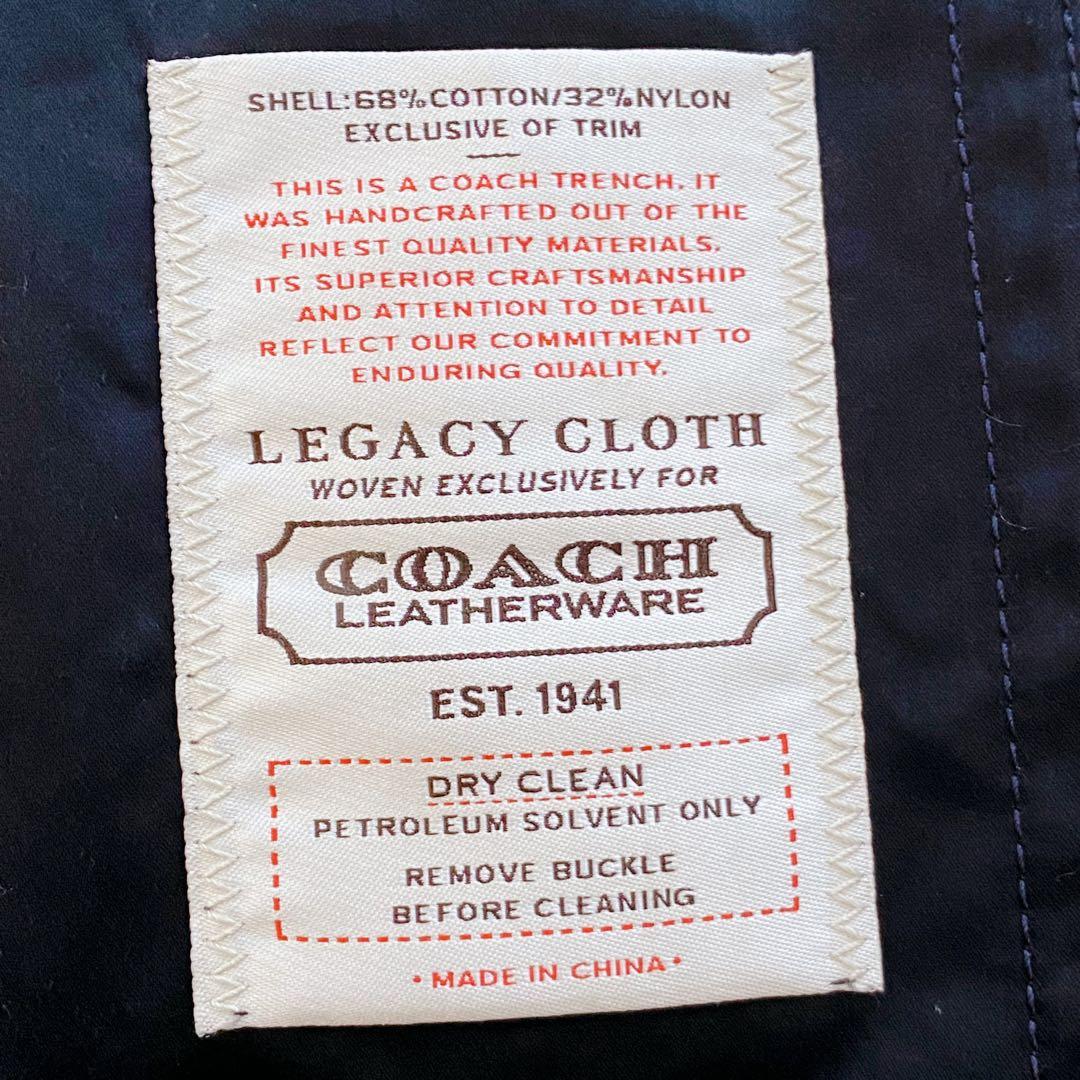 【極美品】コーチ トレンチコート ロング ベルト ストライプ ネイビー 金ボタン