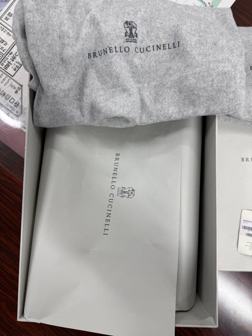 ブルネロクチネリ ブラウンレザー ファー付きハイカットシューズ　定価29万