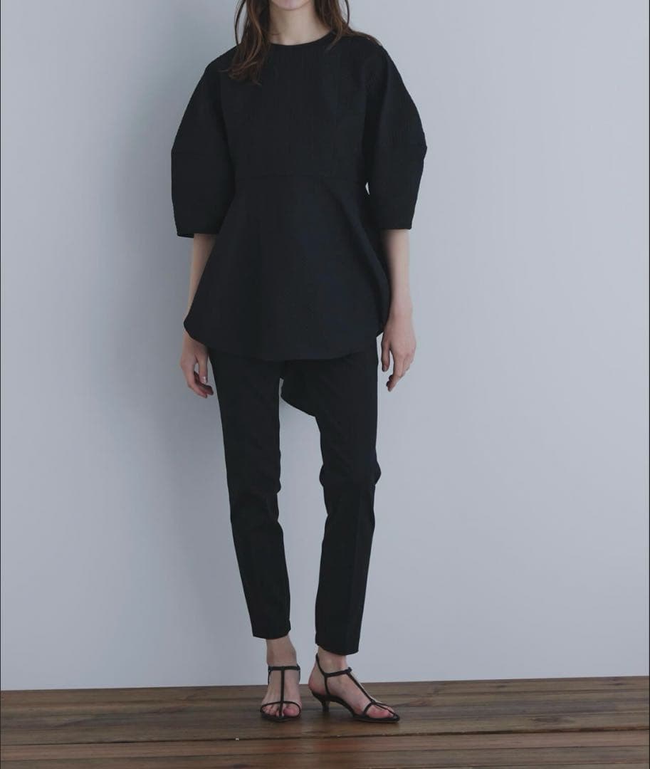 LE PHIL ルフィル ダブルクロステーパードパンツ　ブラック