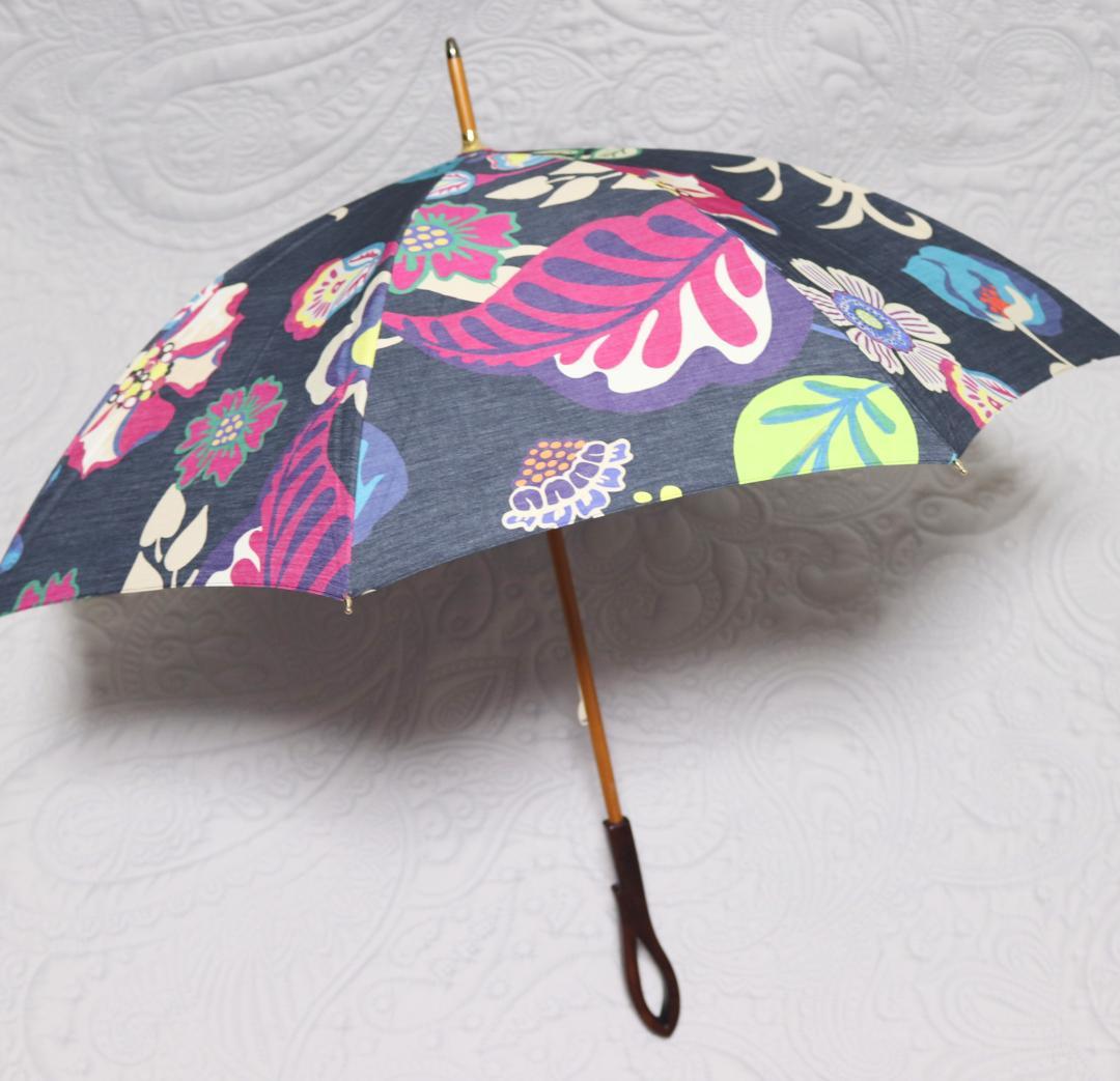 新品【晴雨兼用 長傘】希少！持ち手ループ型ハイビスカス柄 遮蔽率99％ 日傘