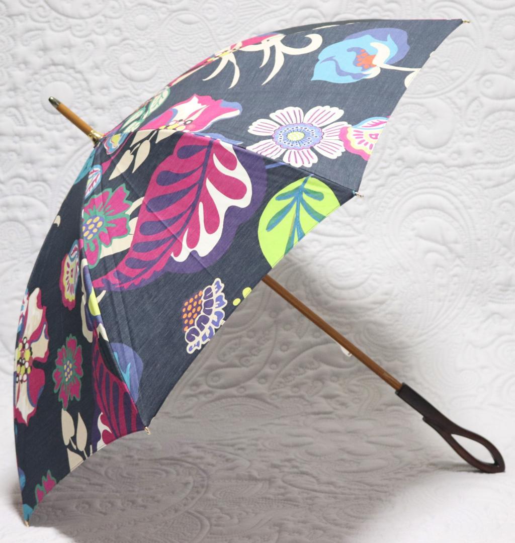 新品【晴雨兼用 長傘】希少！持ち手ループ型ハイビスカス柄 遮蔽率99％ 日傘