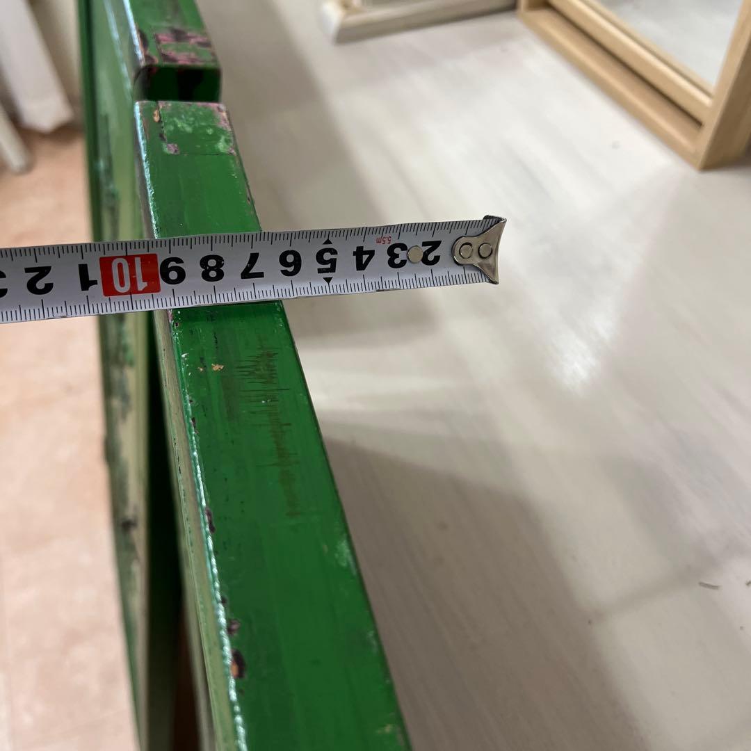 緑色の彫刻木製扉 2枚セット＊中国？