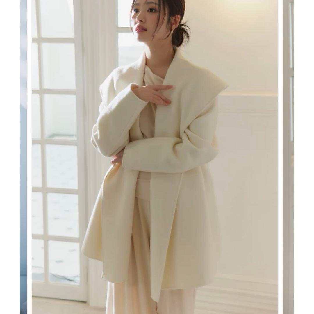 polaura ショールカラーウールミドルコート