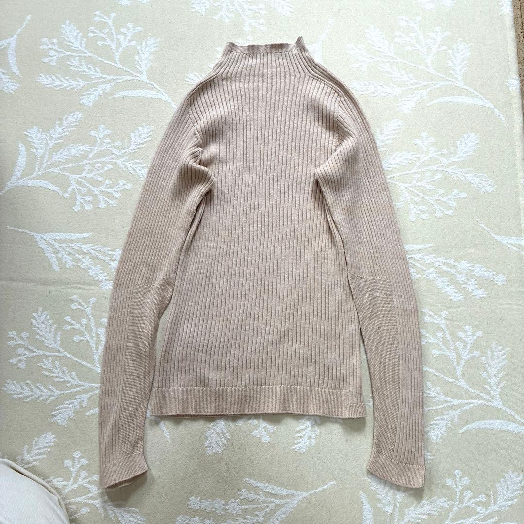 新品　パラスパレス　ベージュ リブ編み ハイネック ニット