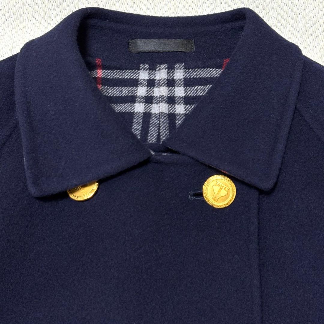 極美品 BURBERRY バーバリー 金ボタン カシミヤ混 ノバチェック コート