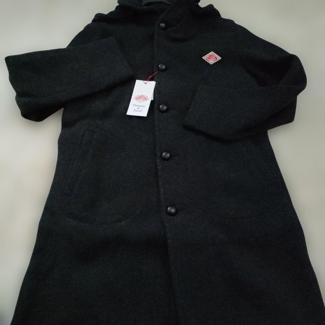 タグ付未使用　ダントン　ウールモッサフードコート　グレー色