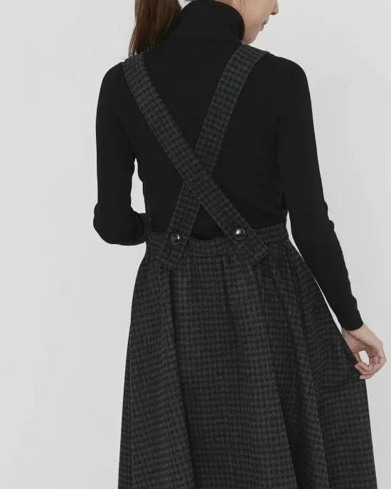 セブンテン ミホカワヒト ウールチェックエプロンワンピースXS　超美品