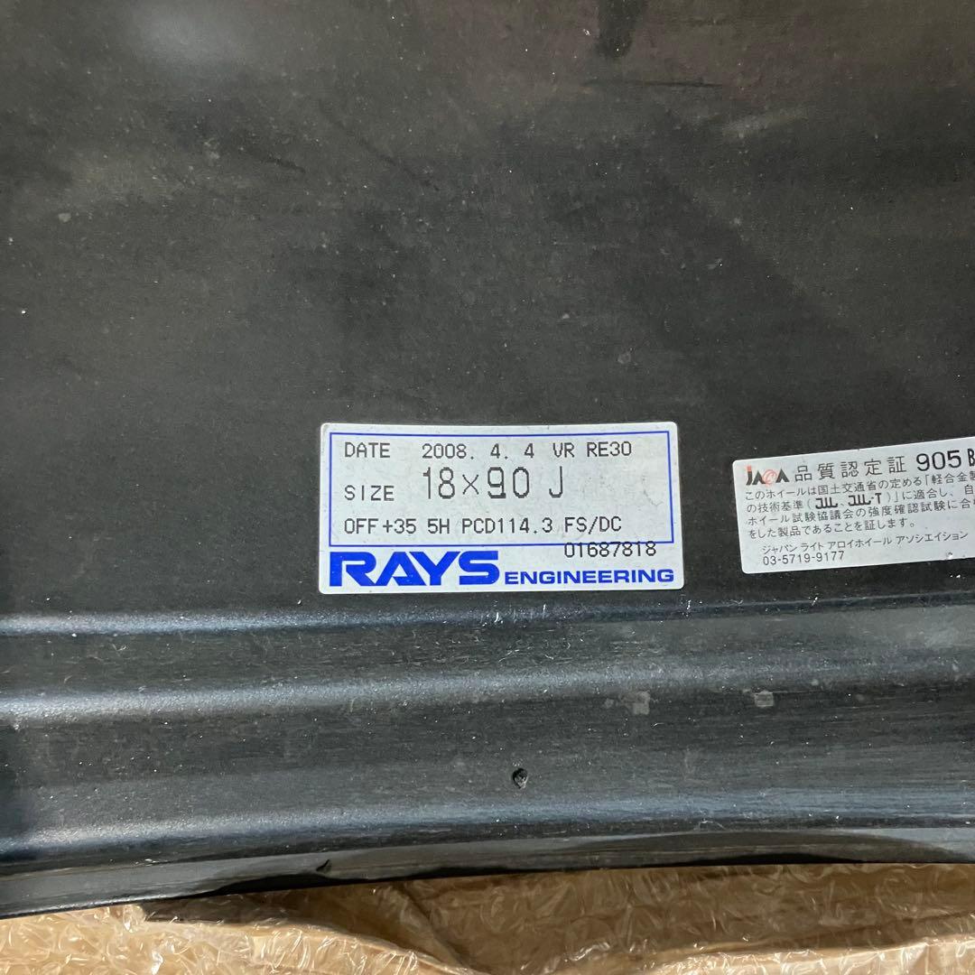w*n様 レイズ RE30 18インチ 9J+35 PCD114.3 5H 4本