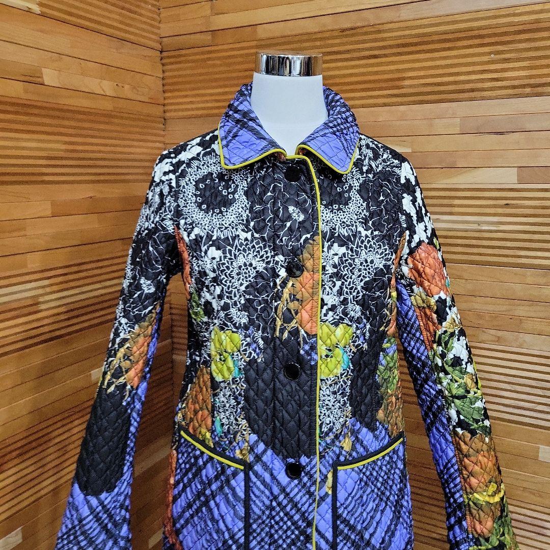 souhait イタリア製 リバーシブルコート 花柄×チェック レディースM相当