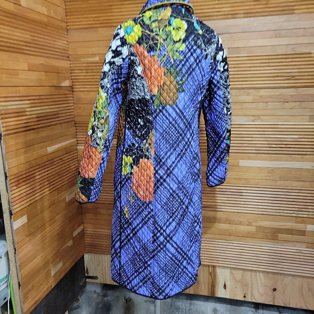 souhait イタリア製 リバーシブルコート 花柄×チェック レディースM相当