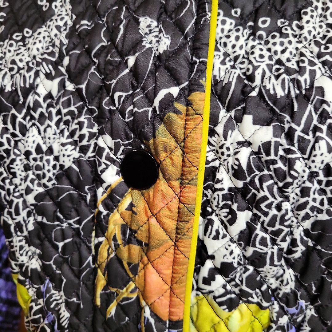 souhait イタリア製 リバーシブルコート 花柄×チェック レディースM相当