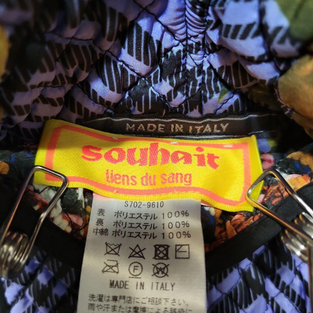 souhait イタリア製 リバーシブルコート 花柄×チェック レディースM相当