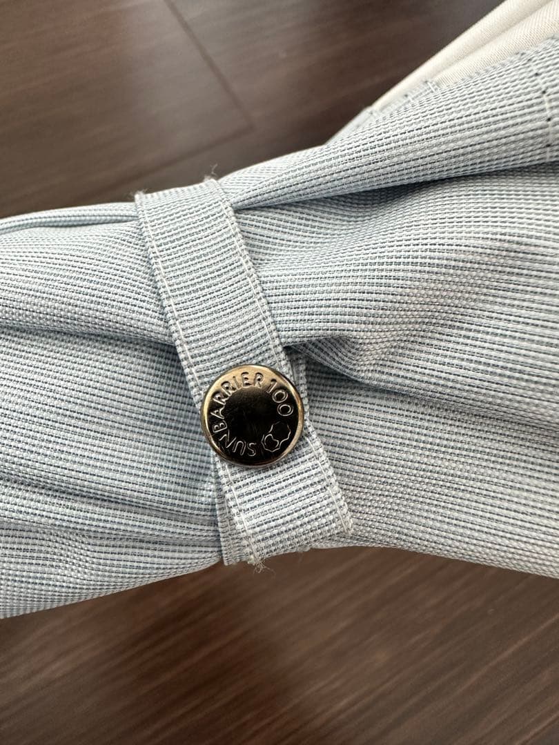 サンバリア100 折りたたみ日傘 ２段折コンビmoku/ブルー/木曲がり手元