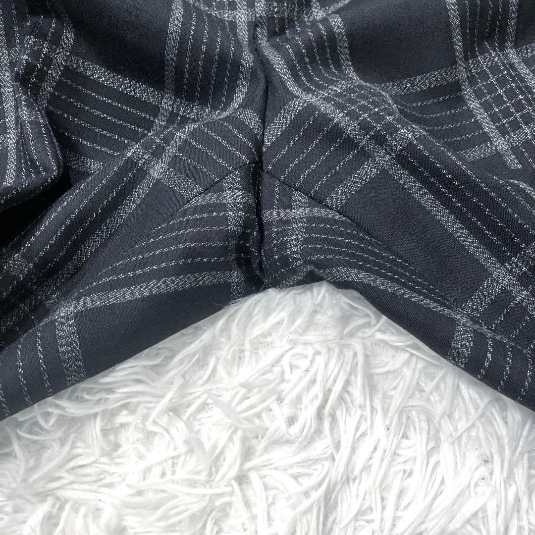 美品✨　PT01　スラックスパンツ　チェック柄　シルク混　46　ブラック