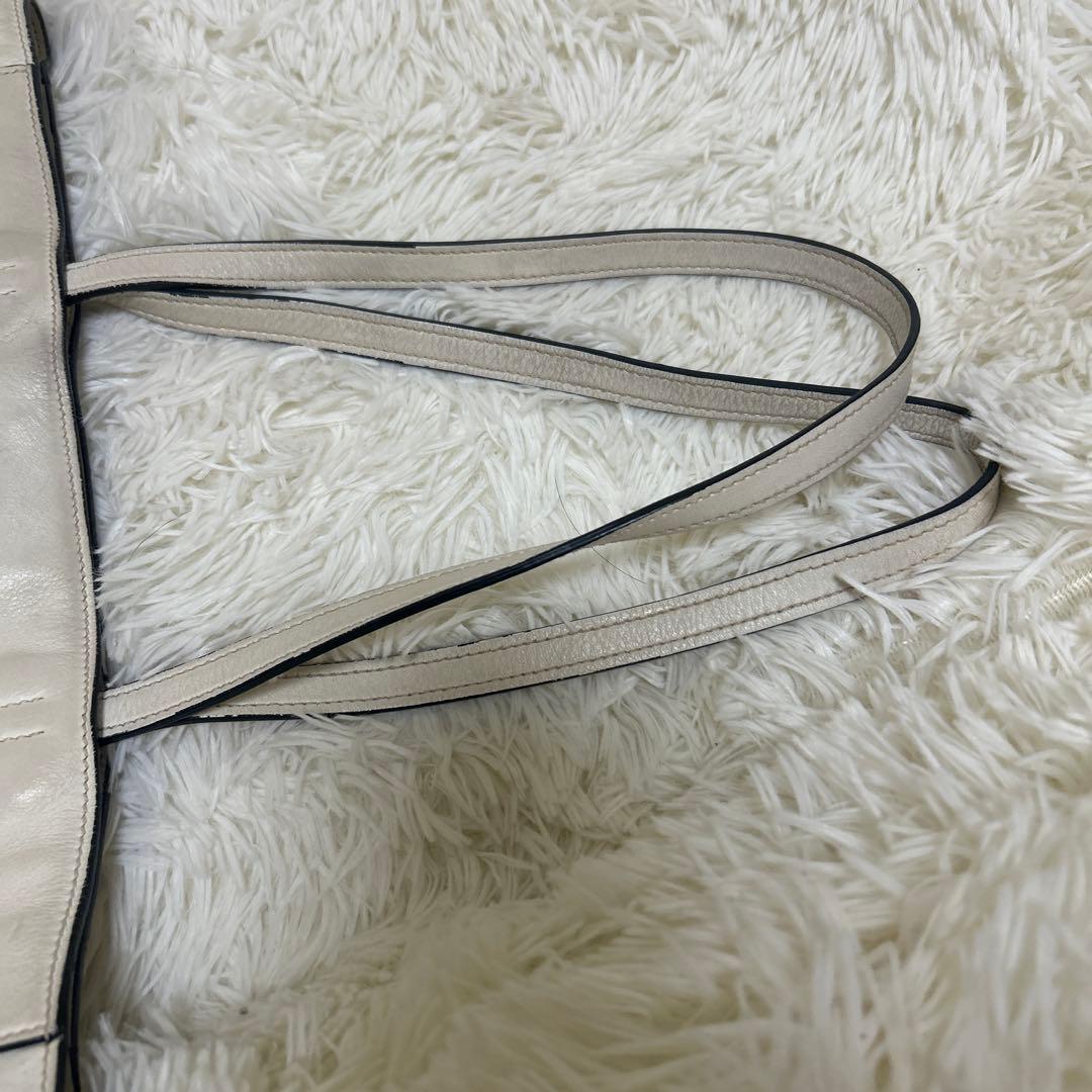 miumiu 白 ロゴ シンプル レザー トートバッグ ミュウミュウ