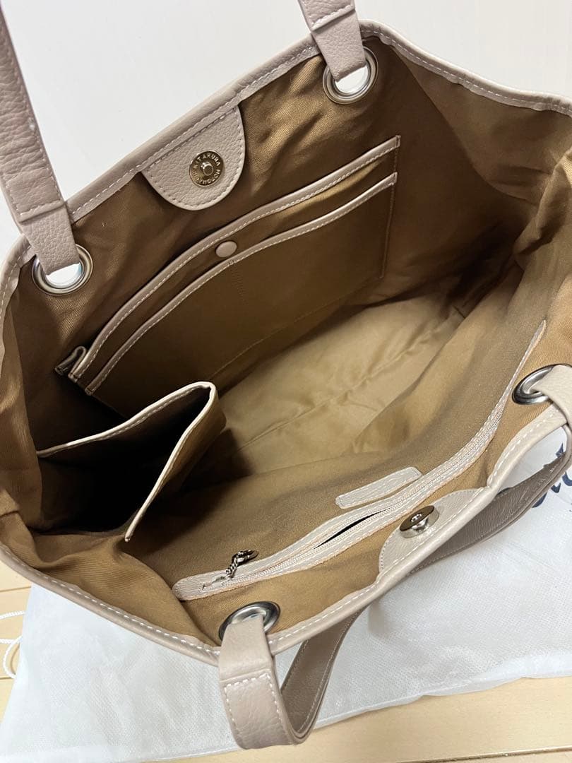 【信子】　Kitamura ベージュ トートバッグ　A4 肩掛け