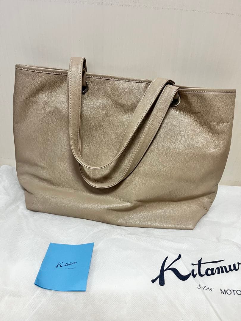 【信子】　Kitamura ベージュ トートバッグ　A4 肩掛け
