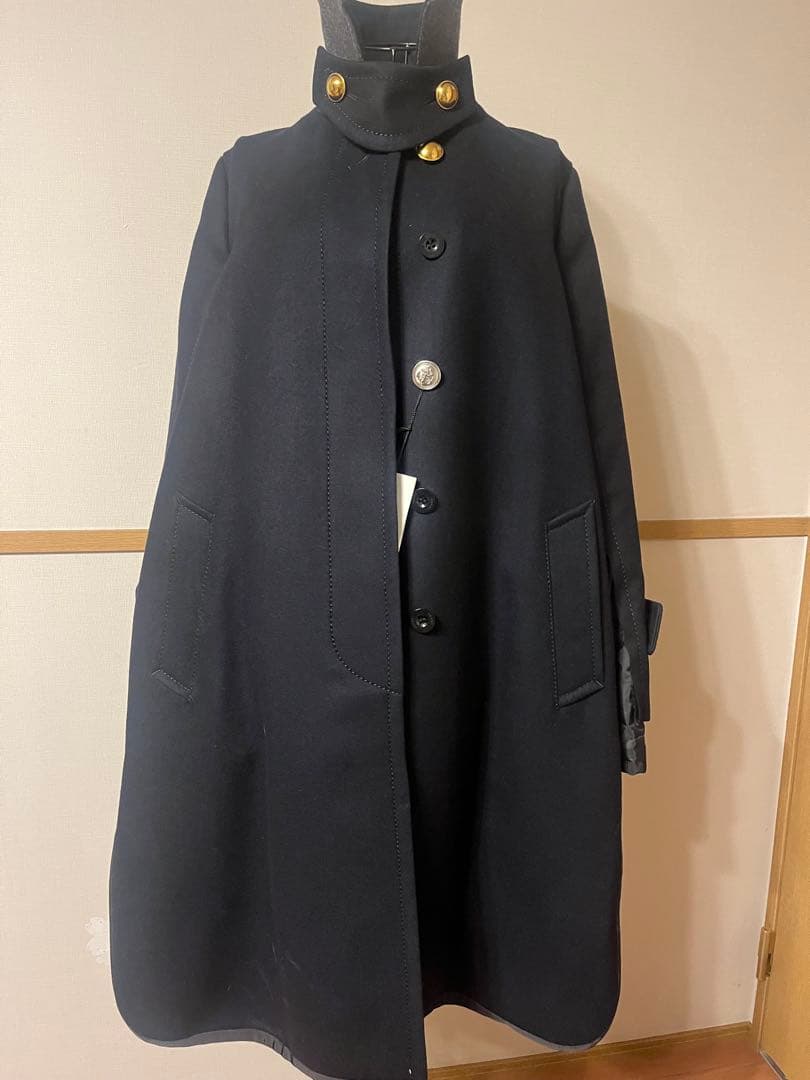 サカイ　ネイビー ドッキングチェスターコート サイズ3