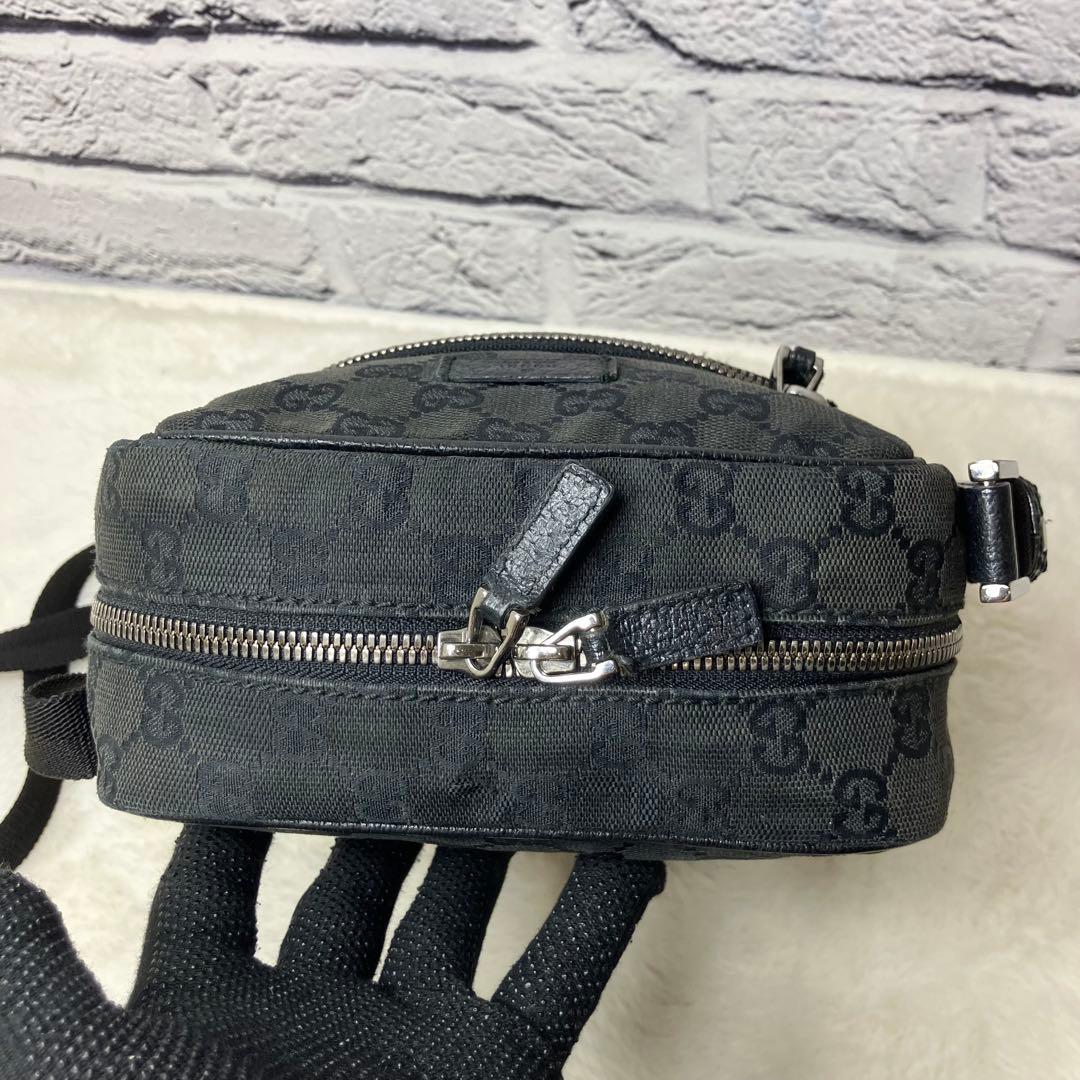 グッチ✨GGキャンバス レザー ショルダーバッグ 斜め掛け 黒