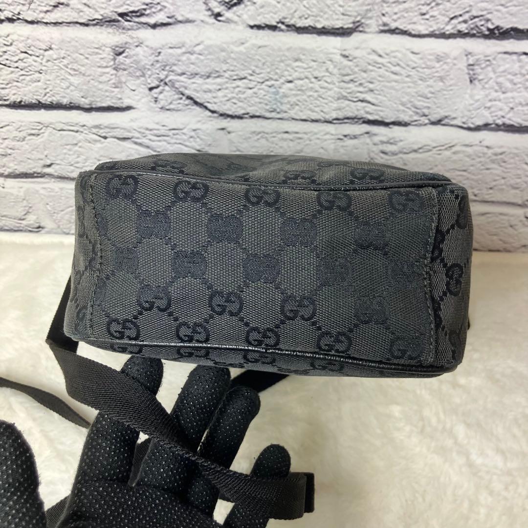 グッチ✨GGキャンバス レザー ショルダーバッグ 斜め掛け 黒