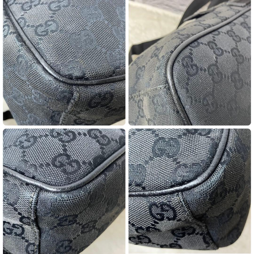 グッチ✨GGキャンバス レザー ショルダーバッグ 斜め掛け 黒