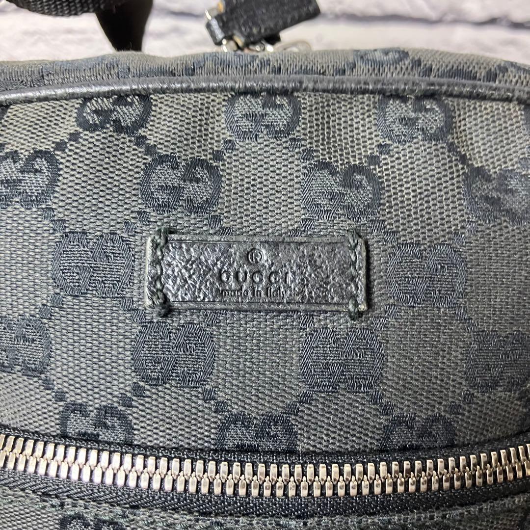 グッチ✨GGキャンバス レザー ショルダーバッグ 斜め掛け 黒