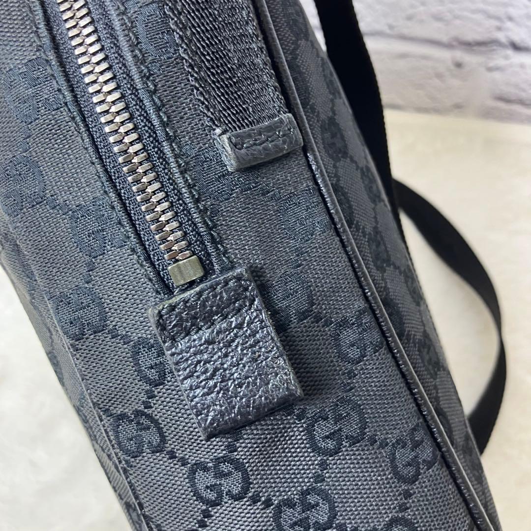 グッチ✨GGキャンバス レザー ショルダーバッグ 斜め掛け 黒
