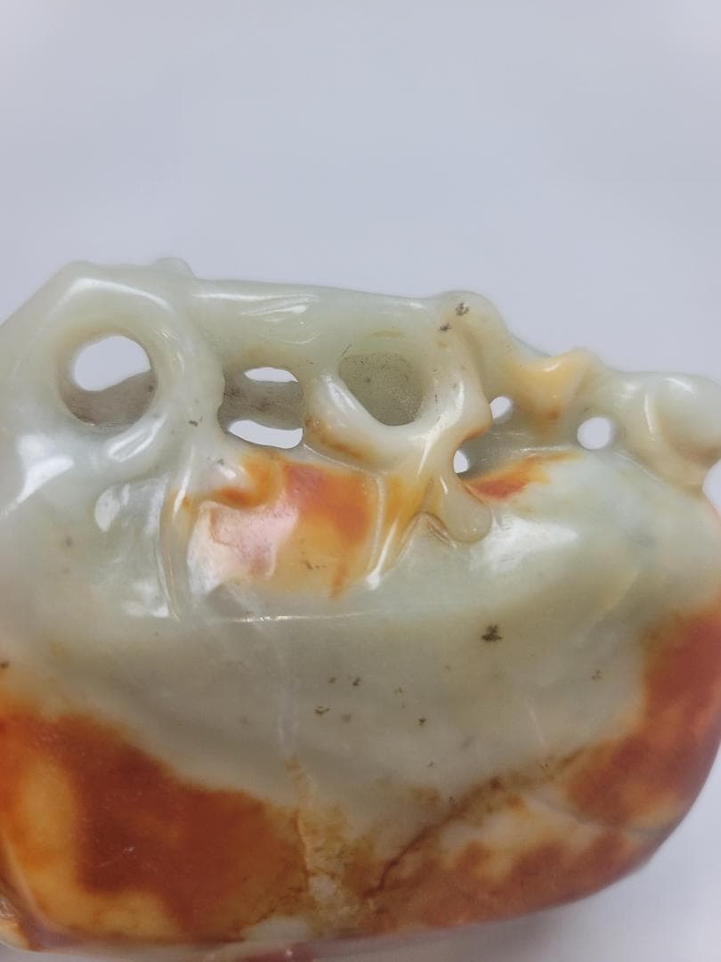 時代文房具 和田玉 如意 清代 原石手彫 筆洗 筆添 墨池