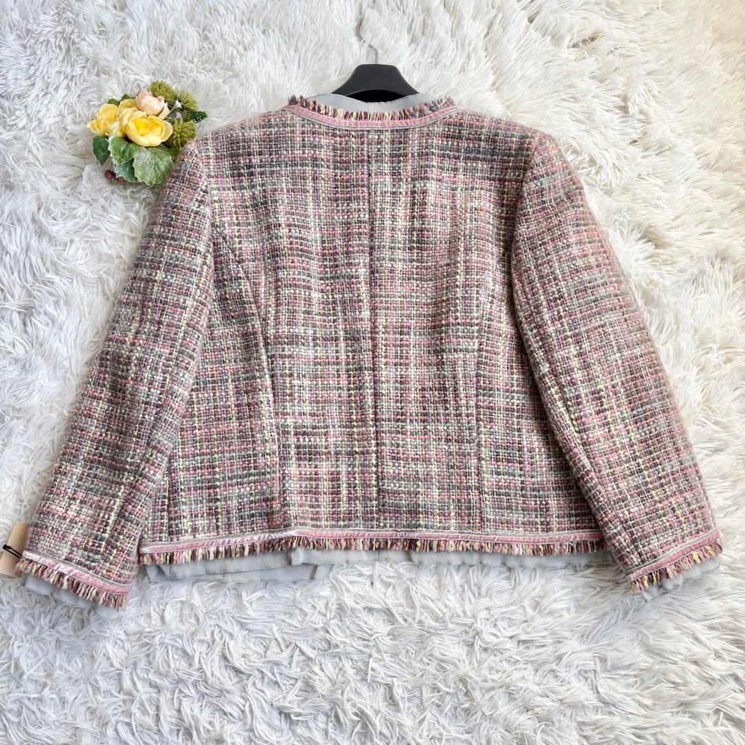 新品タグ付き♡フォクシー ノーカラージャケット ミックスツイード シルク 42