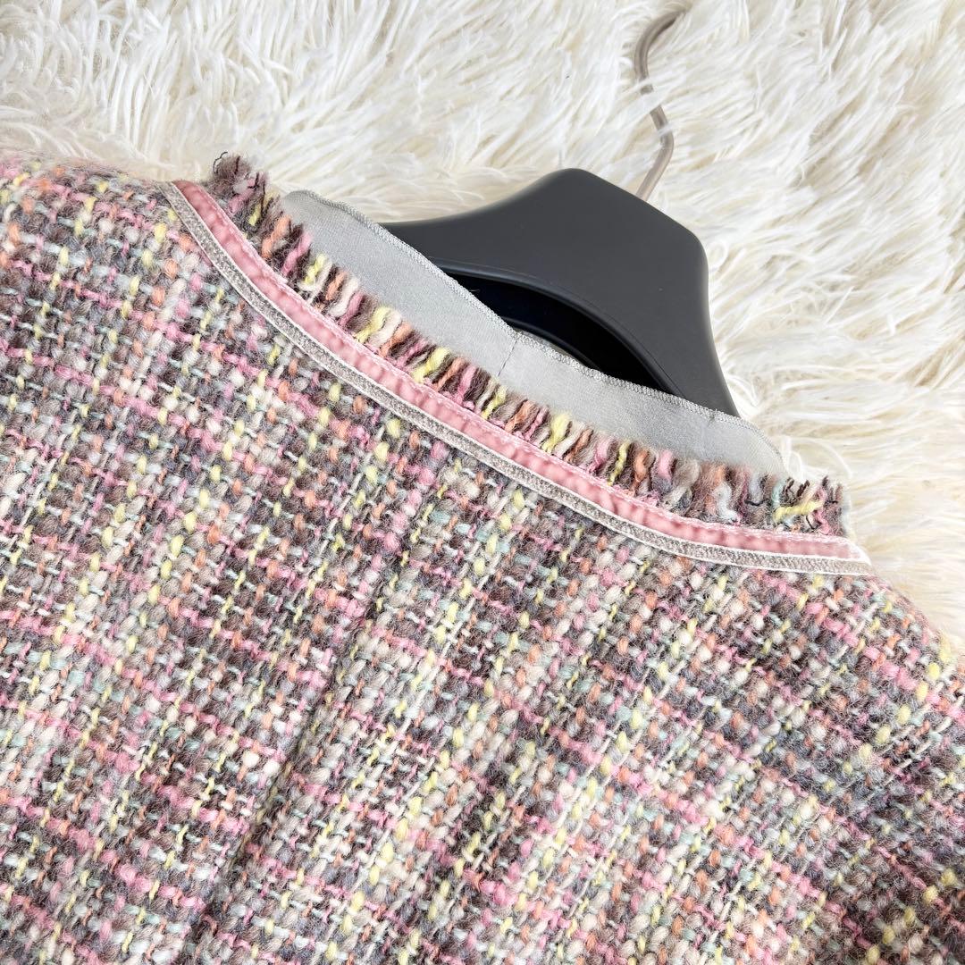 新品タグ付き♡フォクシー ノーカラージャケット ミックスツイード シルク 42