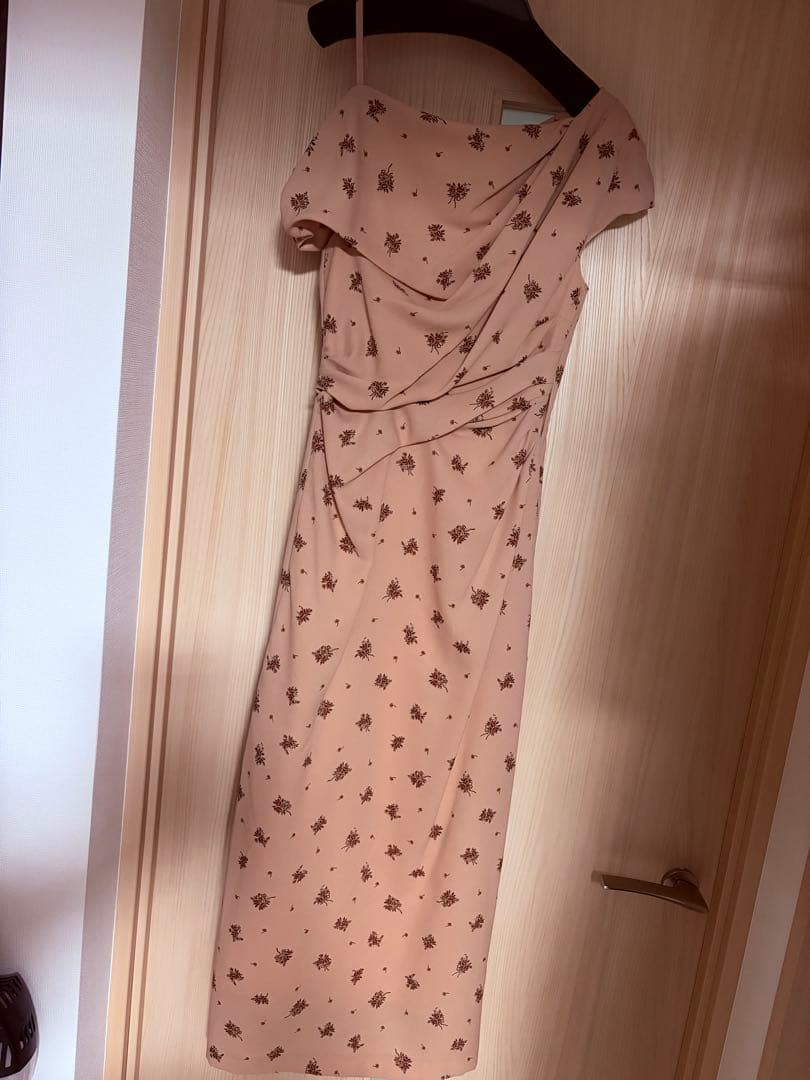 SNIDEL フラワープリントドレープワンピース PNK