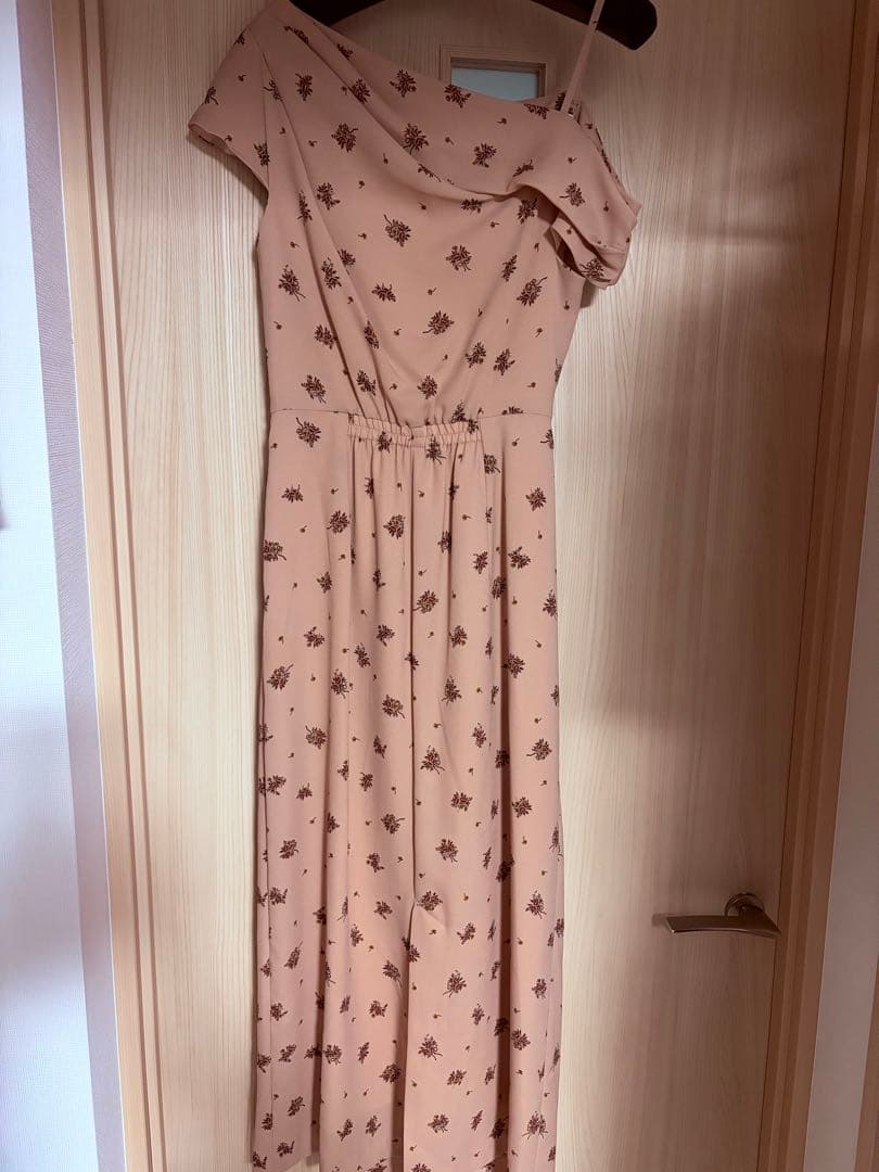 SNIDEL フラワープリントドレープワンピース PNK