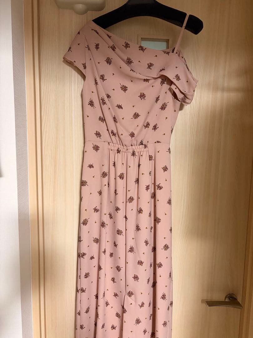 SNIDEL フラワープリントドレープワンピース PNK