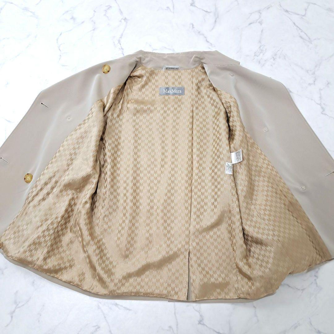 Max Mara マックスマーラ ショート丈 スプリングコート とろみ素材 ロゴ