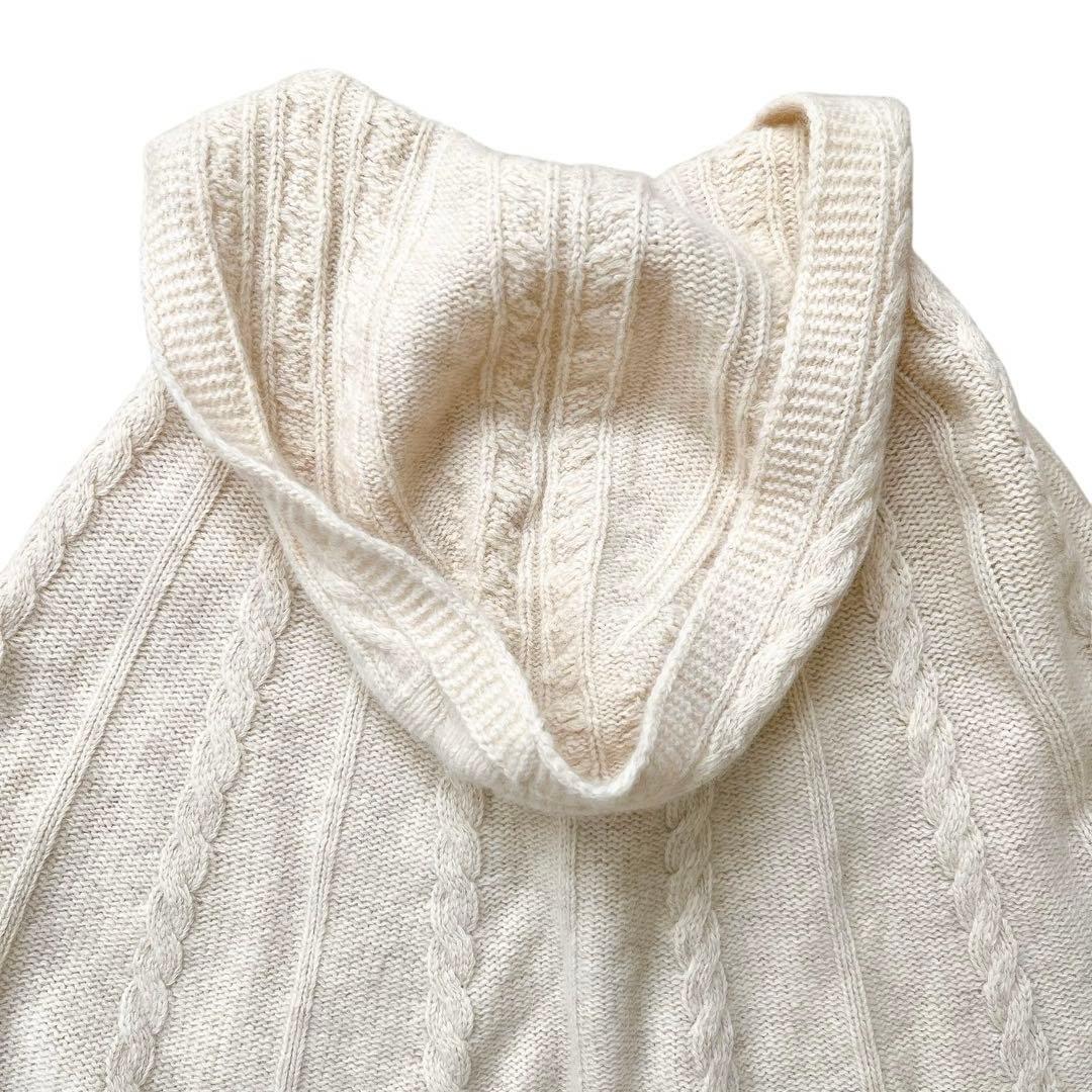 PINK HOUSE　アンゴラ混　ウール　ニットケーブルポンチョ　ポンポン