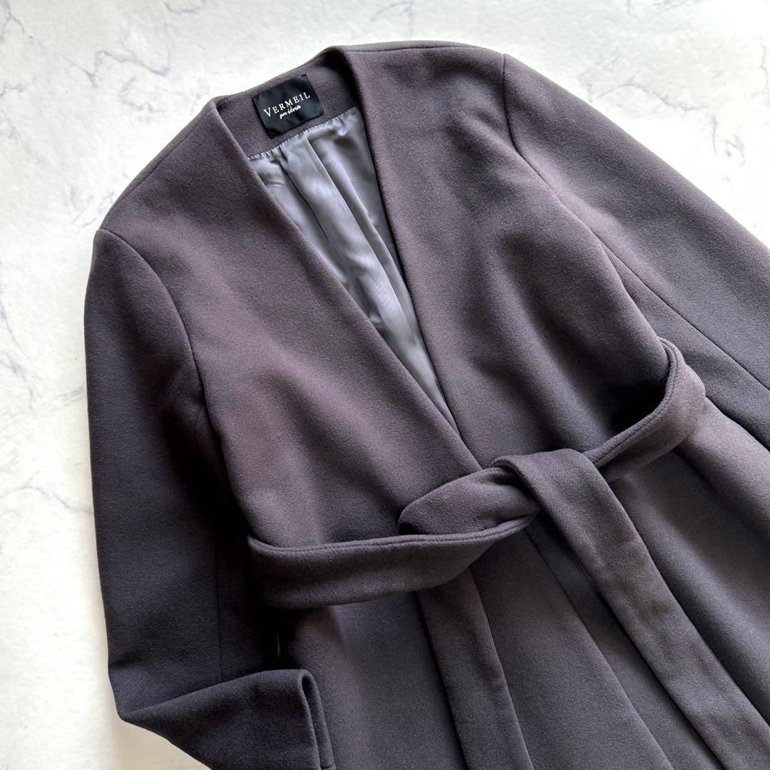 美品✨ヴェルメイユパーイエナ メルトン ウール ロングコート 36