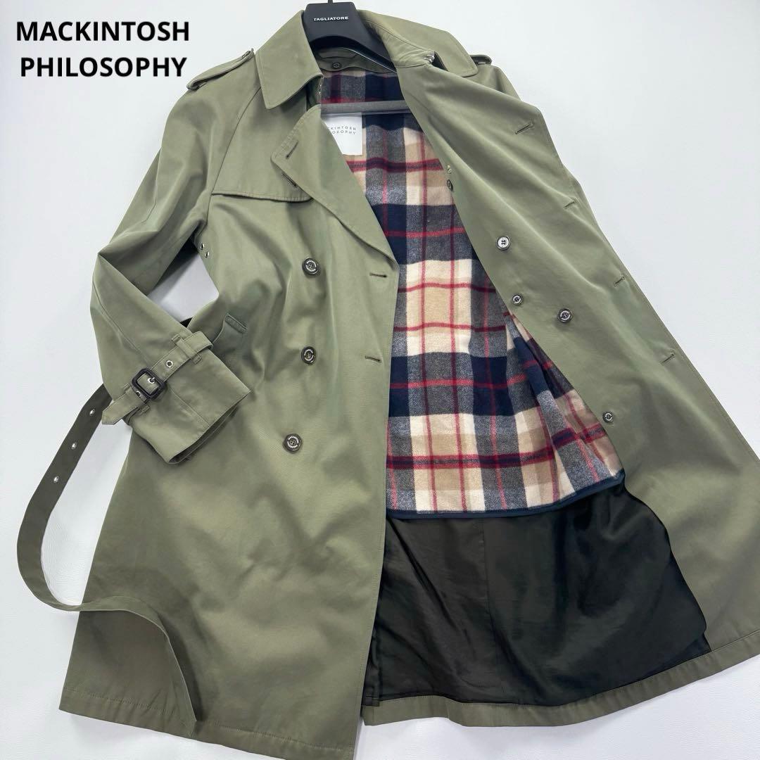 希少✨マッキントッシュ トレンチコート ハウスチェック ライナー タマムシ色