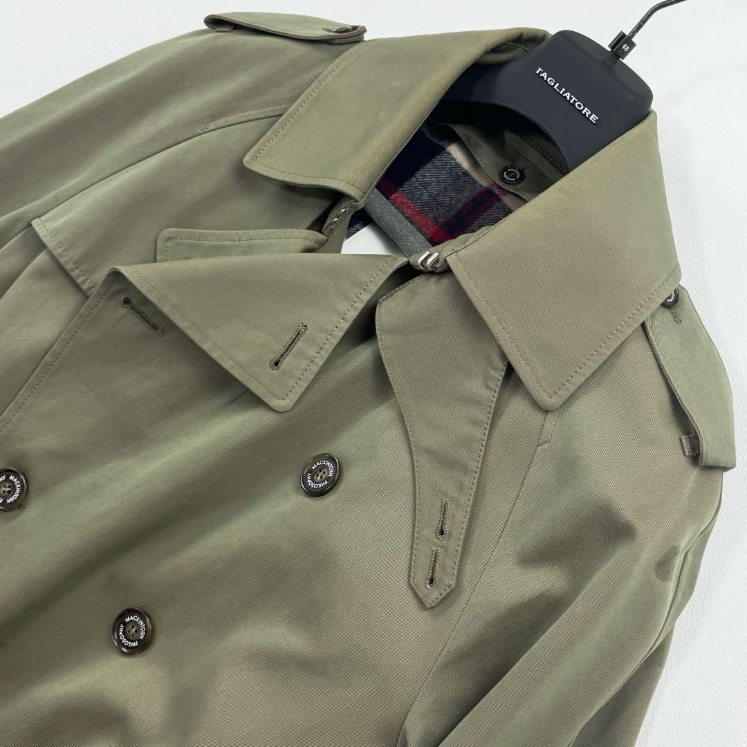 希少✨マッキントッシュ トレンチコート ハウスチェック ライナー タマムシ色