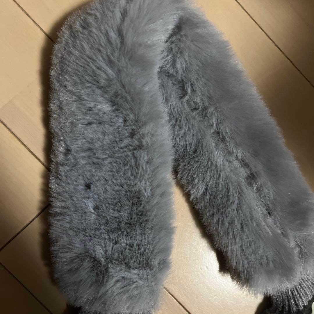 CELINE グレー マフラー ファー