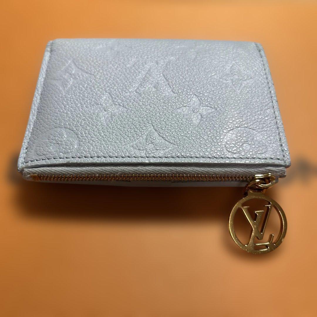 美品★ルイ ヴィトン★ポルトフォイユ・リサ★折り財布★水色ブルーオランプ