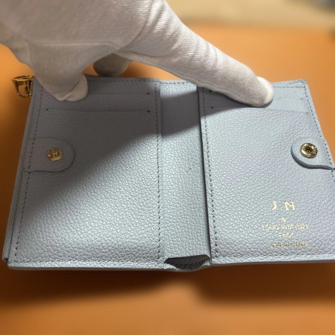 美品★ルイ ヴィトン★ポルトフォイユ・リサ★折り財布★水色ブルーオランプ