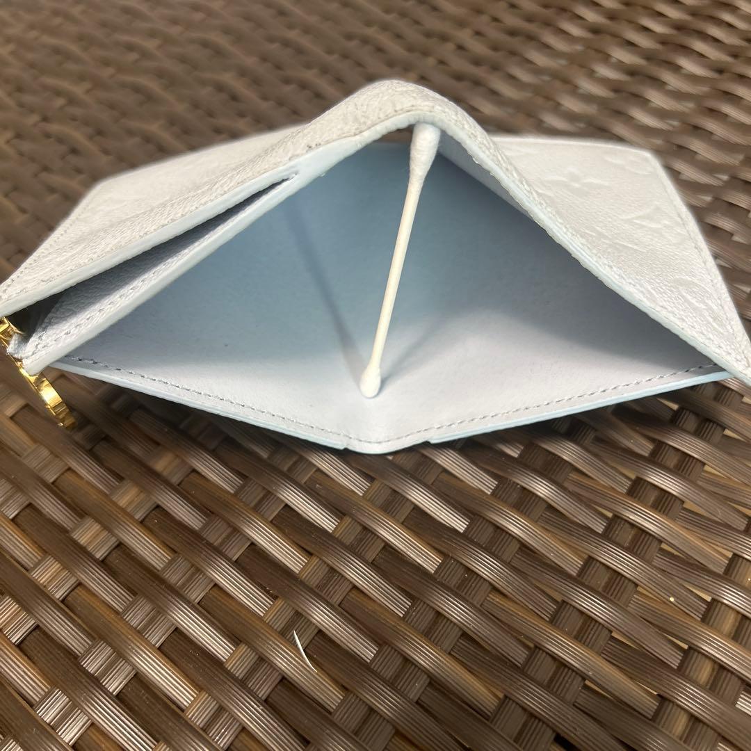 美品★ルイ ヴィトン★ポルトフォイユ・リサ★折り財布★水色ブルーオランプ