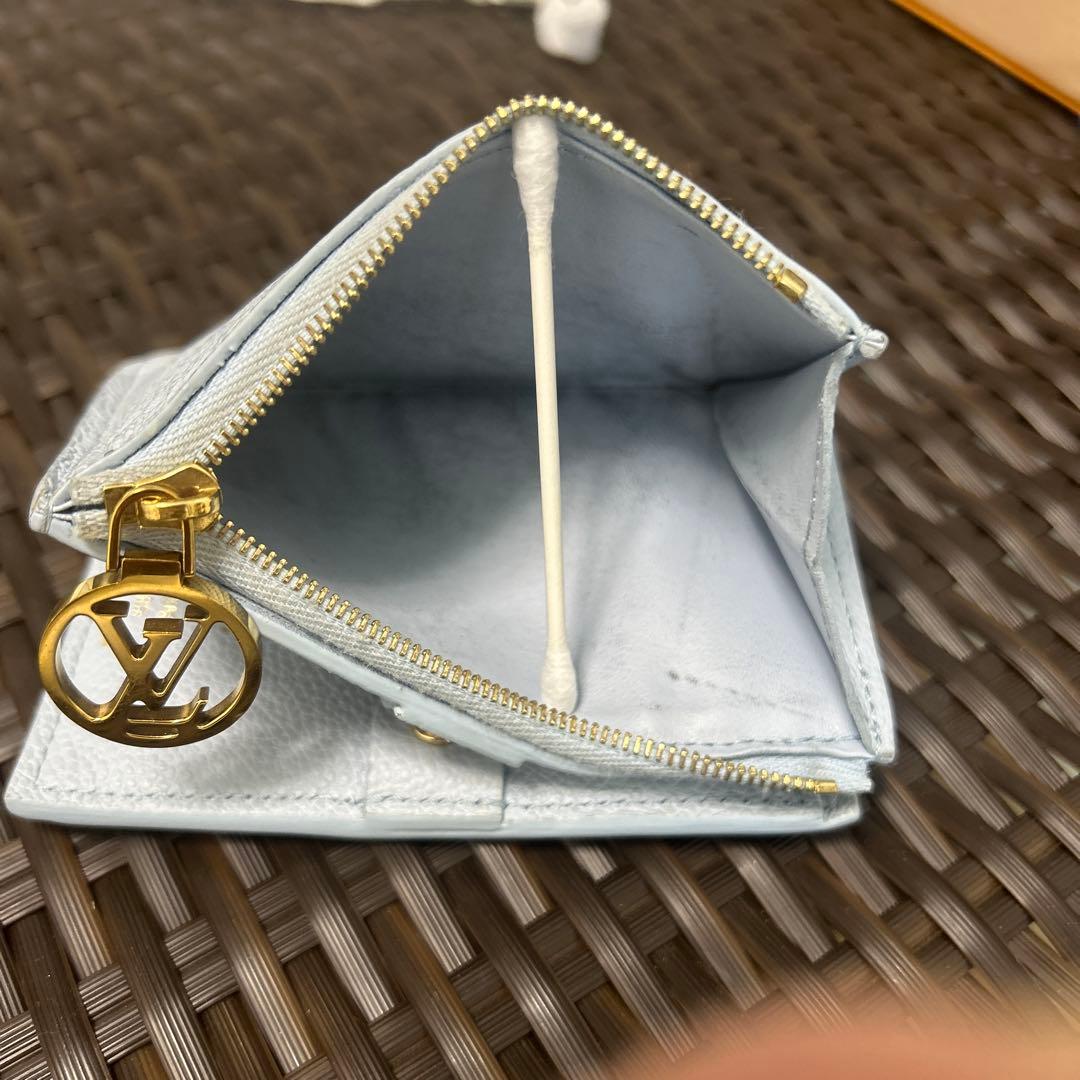 美品★ルイ ヴィトン★ポルトフォイユ・リサ★折り財布★水色ブルーオランプ