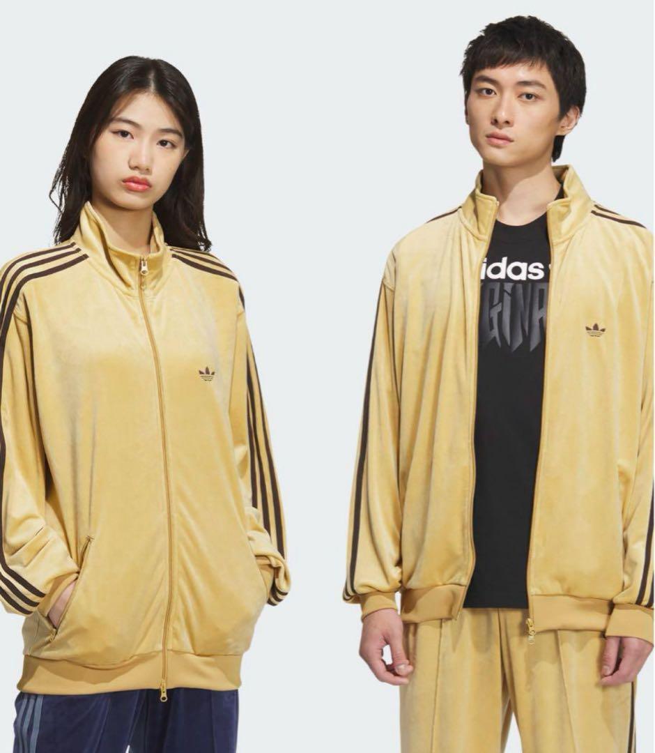 key アディダス ベロア トラックジャケット ゴールデンベージュ