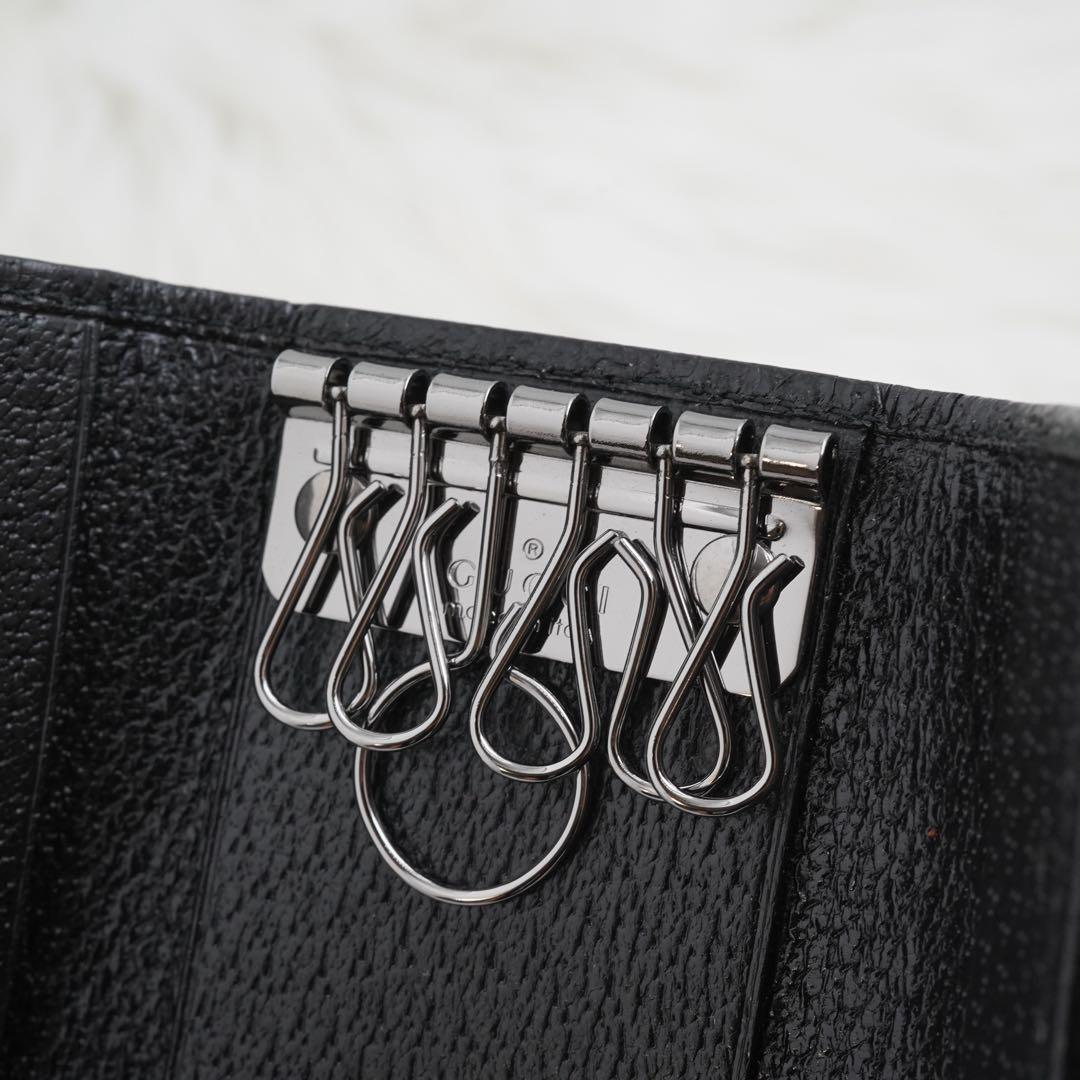 未使用品　箱付き　GUCCI グッチ　キーケース　GG柄　レザー×キャンバス　黒