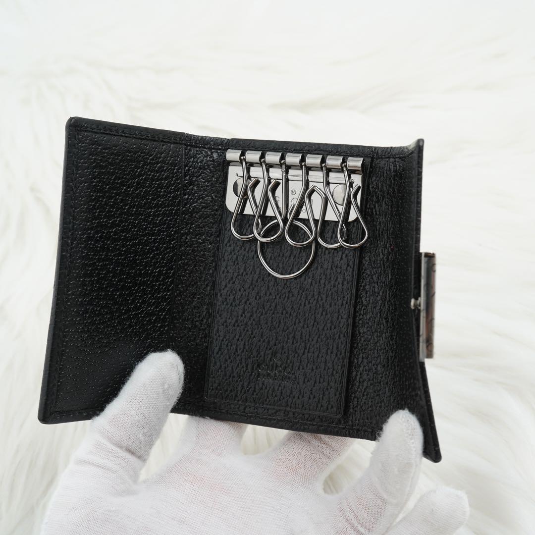 未使用品　箱付き　GUCCI グッチ　キーケース　GG柄　レザー×キャンバス　黒