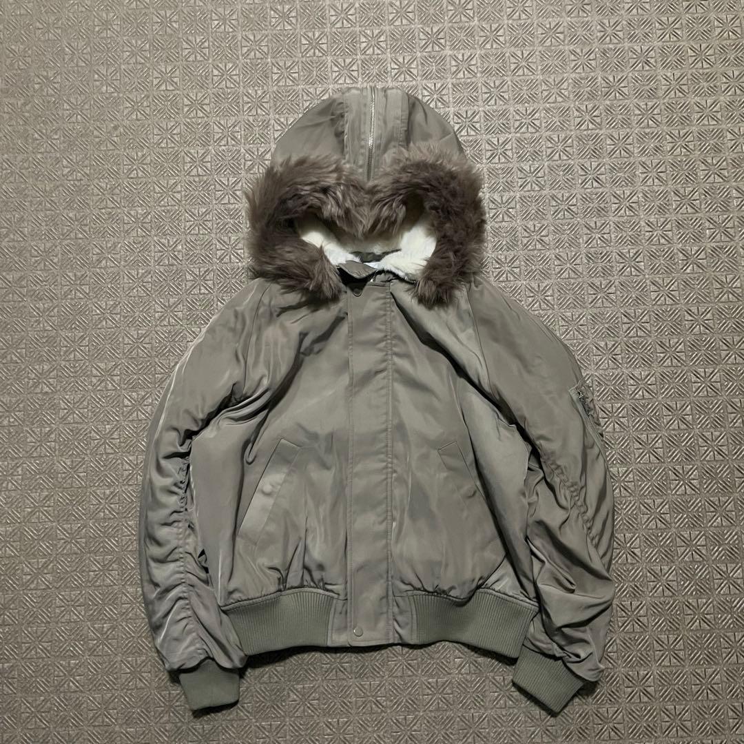 Y2K N2B 短丈 フライト ボンバー ジャケットCargo ファーフード83