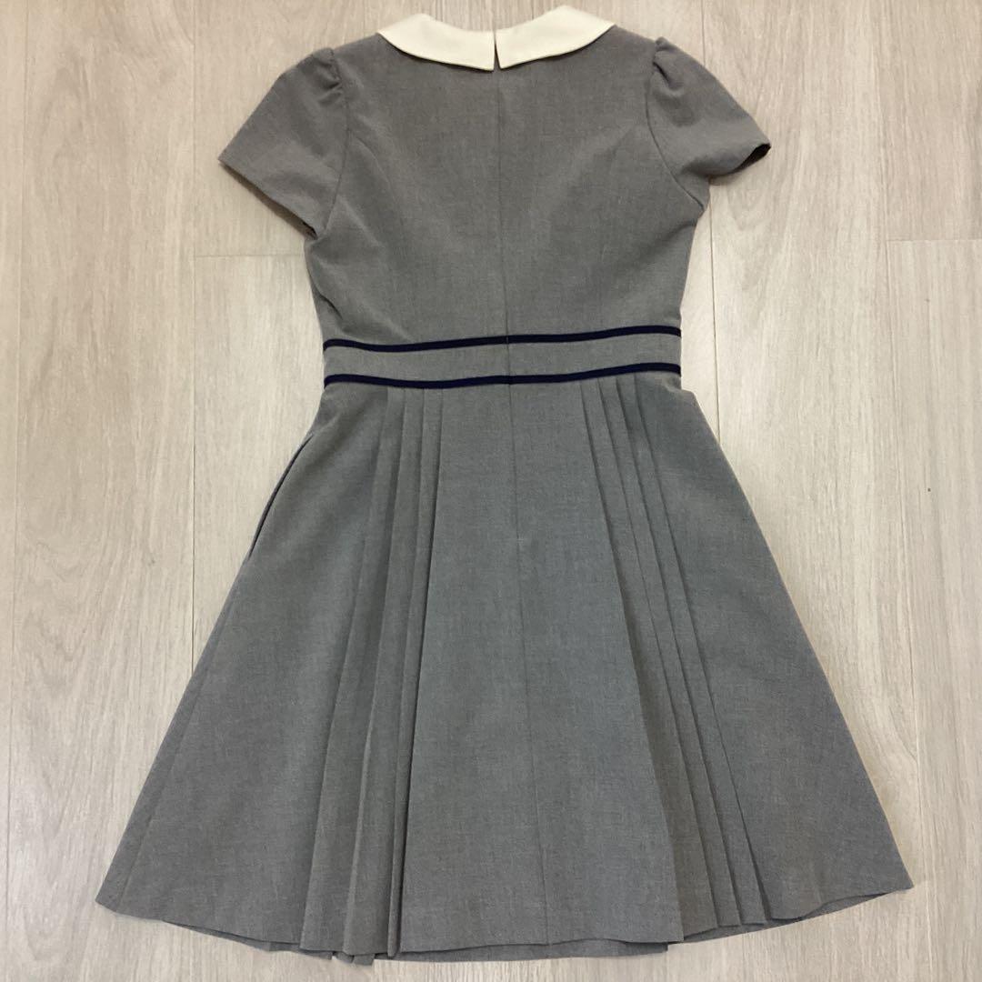 ポンポネットS/140 受験 卒服 グレーワンピ　紺ボレロ ブローチ3点セット